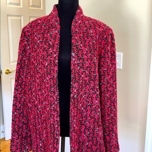 St John Jacket. Red Tweed Knit Wool Blend. Size 12. NWOT.
